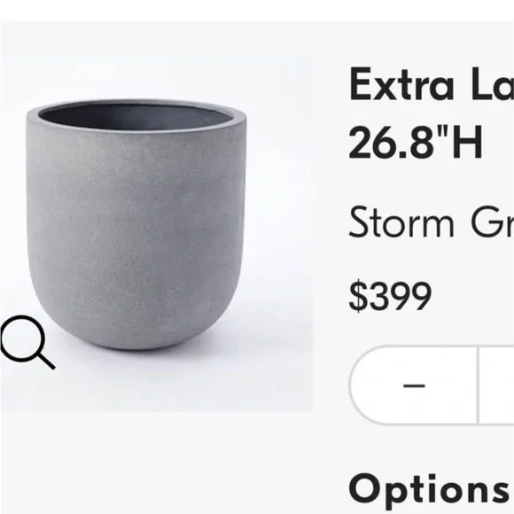 West elm grayish blue ceramic large pot , can be used indoors or outdoors 🩶 - Picture 4 of 4